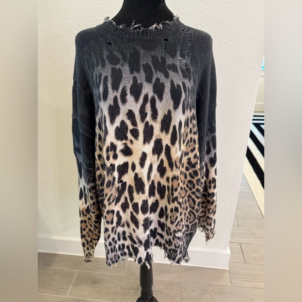 R13 100% Cotton Oversized Sweater in Faded Leopard Print Size Small VGUC - Picture 5 of 11